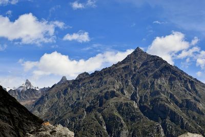 Panoramic view of mountain range against sky