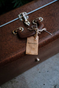 Close-up of padlocks hanging on metal