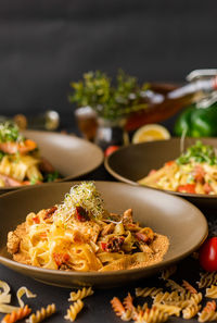 Close-up of food in plate on table