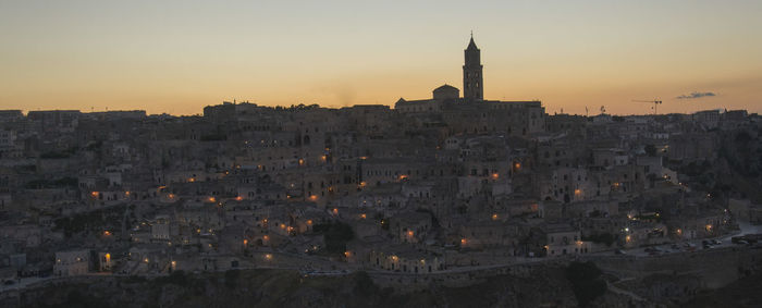 View of cityscape at sunset