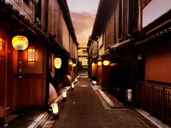View of alley amidst buildings