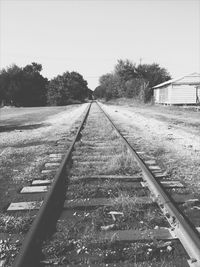 Railroad tracks against clear sky