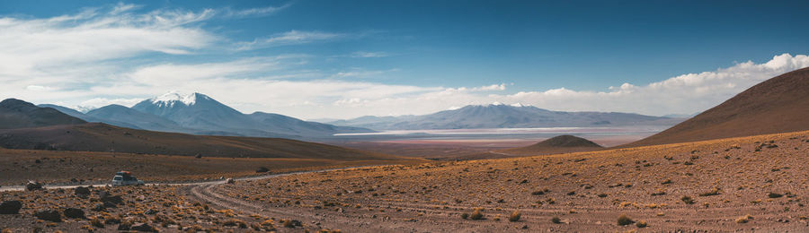 Scenic view of arid landscape against sky