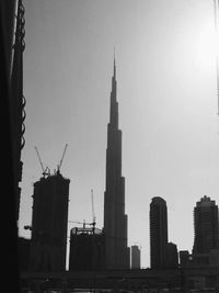 Low angle view of buildings against clear sky