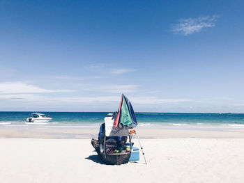 View of sailboat on beach