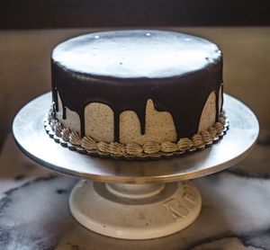 High angle view of cake on table