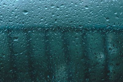 Full frame shot of raindrops on glass window