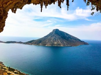 Scenic view of sea against blue sky