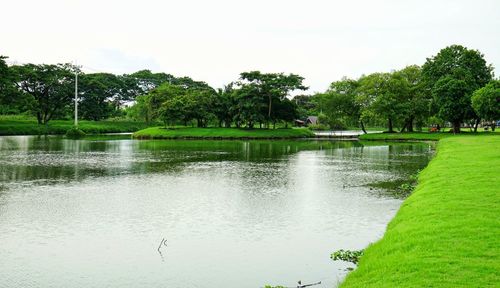 Scenic view of lake against sky