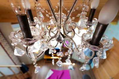 Low angle view of chandelier