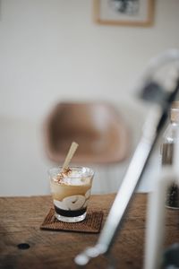 Close-up of coffee cup on table