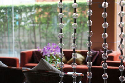 Close-up of empty glasses on table