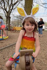 Portrait of cute girl playing outdoors