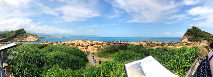 High angle view of sea against sky