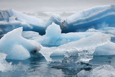 High angle view of iceberg in sea