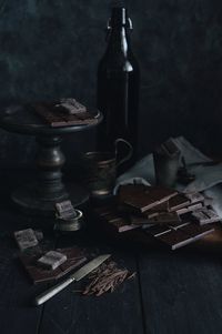 Close-up of bottles on table