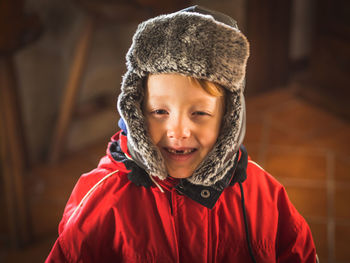 Portrait of cute girl wearing hat