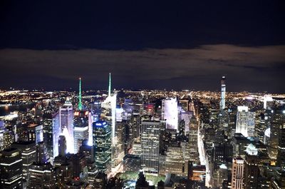 Illuminated cityscape at night