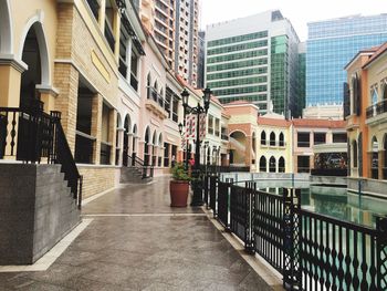 Narrow alley along buildings