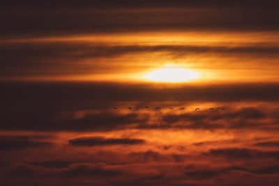 Low angle view of clouds in sky during sunset