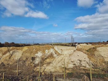 Scenic view of land against sky
