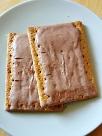 High angle view of breakfast served in plate