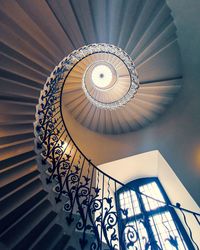 Low angle view of spiral staircase of building