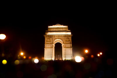 Illuminated building at night
