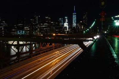 City lit up at night