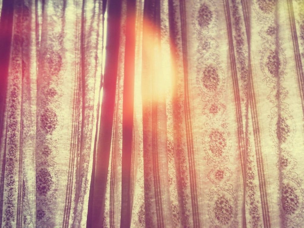 indoors, full frame, curtain, textile, backgrounds, fabric, close-up, pattern, textured, no people, wood - material, detail, hanging, design, day, home interior, part of, sunlight, window, multi colored