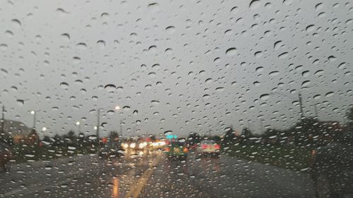Rain drops on road