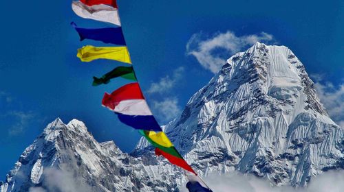 Prayer flags at ama dablam mountain