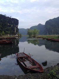 Scenic view of lake against sky