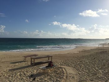 Scenic view of beach against sky