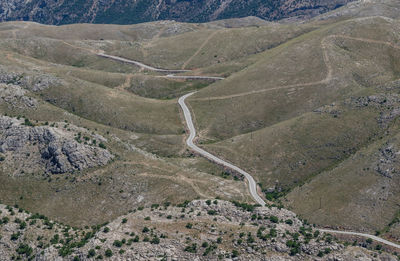 High angle view of road on mountain