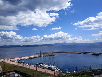 High angle view of bridge over sea