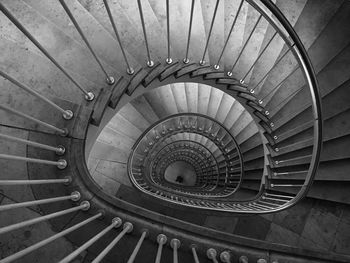 High angle view of spiral stairs