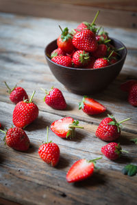 Close-up of strawberries in bowl