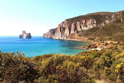 Scenic view of sea against clear sky