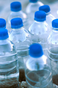Full frame shot of water bottles