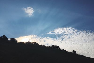 Low angle view of silhouette trees against sky