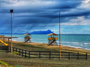 Scenic view of beach against sky