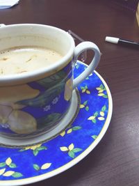 Close-up of tea cup on table