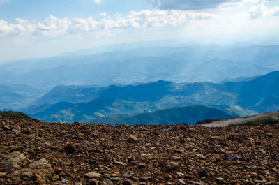 Scenic view of rocky mountains against sky