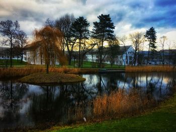 Scenic view of lake against sky