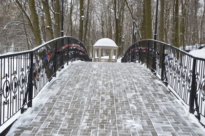 View of footbridge in winter