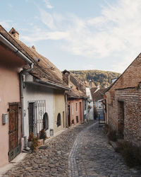 Empty alley amidst buildings in town