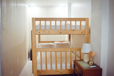 High angle view of double deck on bedroom