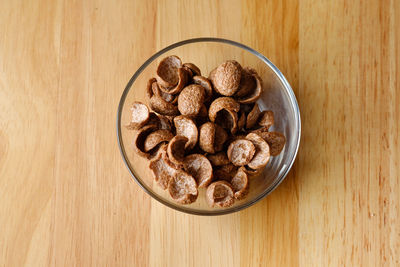 High angle view of coffee beans on table