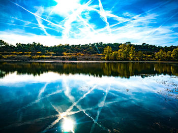 Scenic view of lake against sky